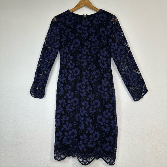 DKNY Elegant Floral Lace Long Sleeve Dress in Purple - Picture 3 of 15
